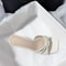 New Fashion Summer Handmade Women Shoes High Heels Square Open Toe Slippers Apricot Off White 5