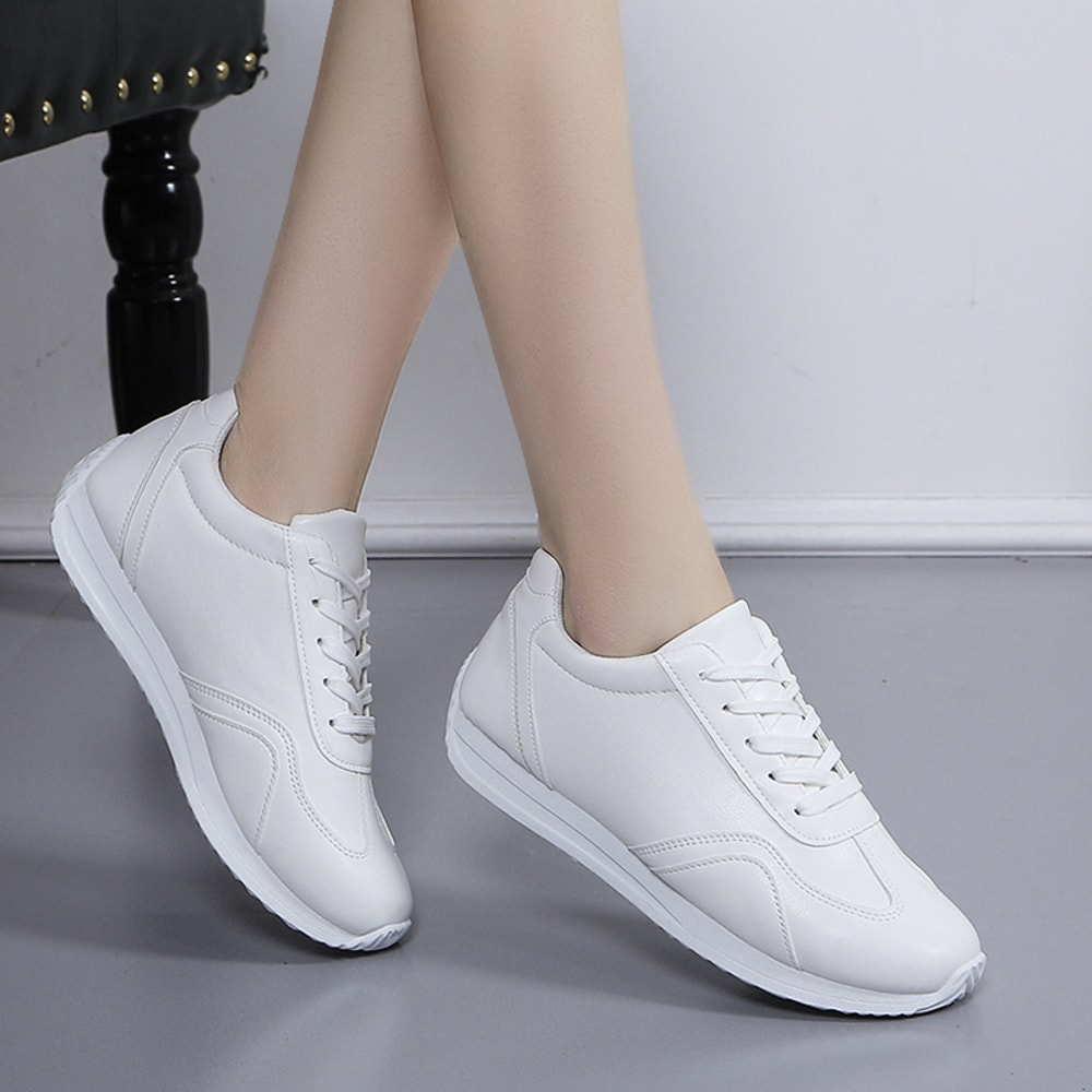 Comfortable White Leather Sneakers Casual Sports Fashion Shoes For School Tennis Vulcanized Spring 2