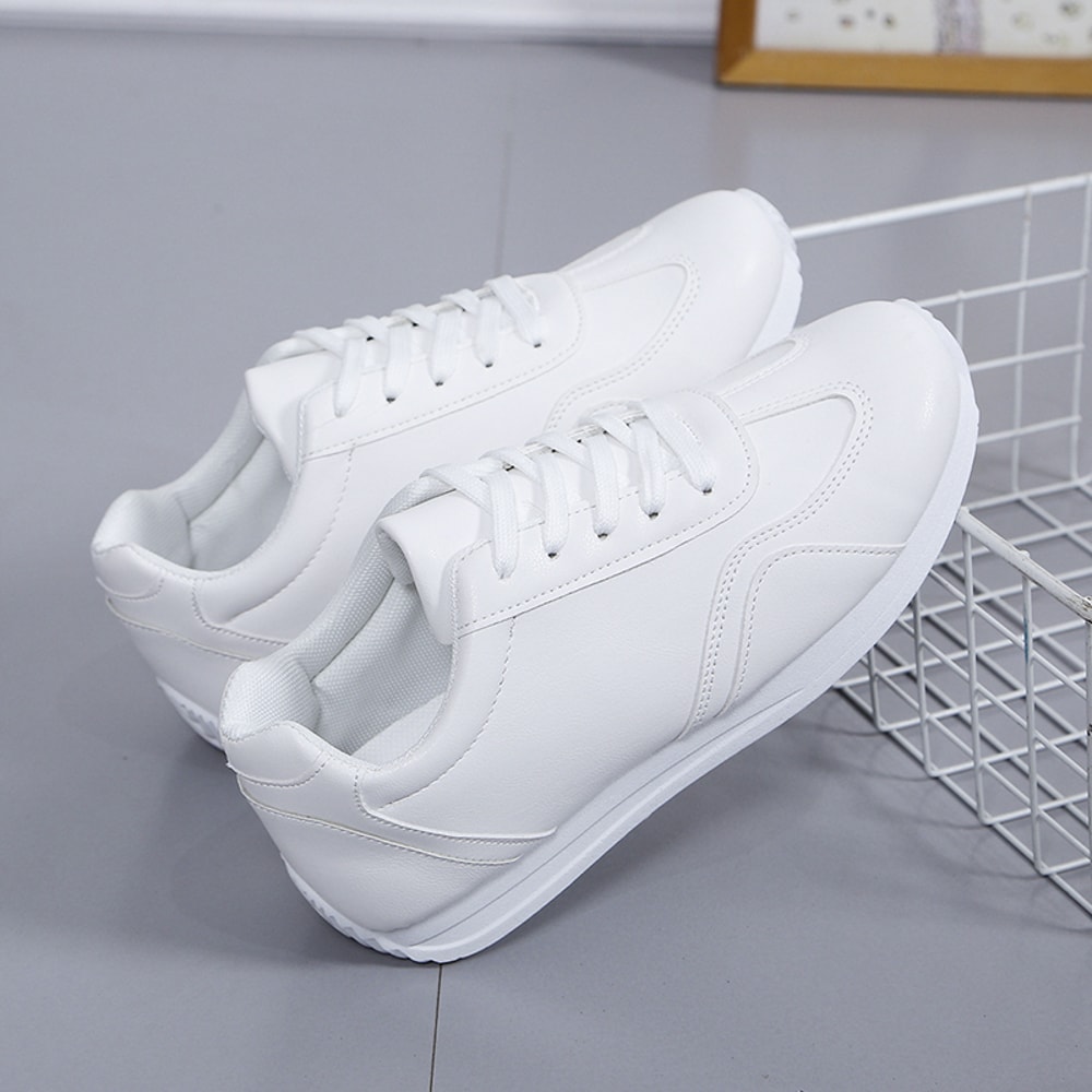 Comfortable White Leather Sneakers Casual Sports Fashion Shoes For School Tennis Vulcanized Spring 4
