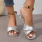 Womens Slippers With Cross Strap Thin Heel Casual Fashionable Sandals With Polyester Lining 3