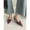 New Arrivals Pointed Toe Women Sandals Fashion Elastic Band Thin Mid Heels Red Black Silver Dress S 3