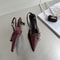 New Arrivals Pointed Toe Women Sandals Fashion Elastic Band Thin Mid Heels Red Black Silver Dress S 8