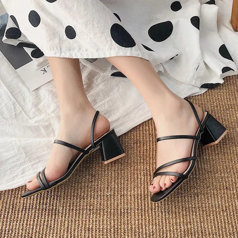 Sexy High Heels Square Open Toe Sandals New Fashion Summer Shoes For Women 1