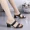 New Summer Sandals With Thick Heel Square Head Solid Color Highheeled Womens Slippers For Outer Wea 8