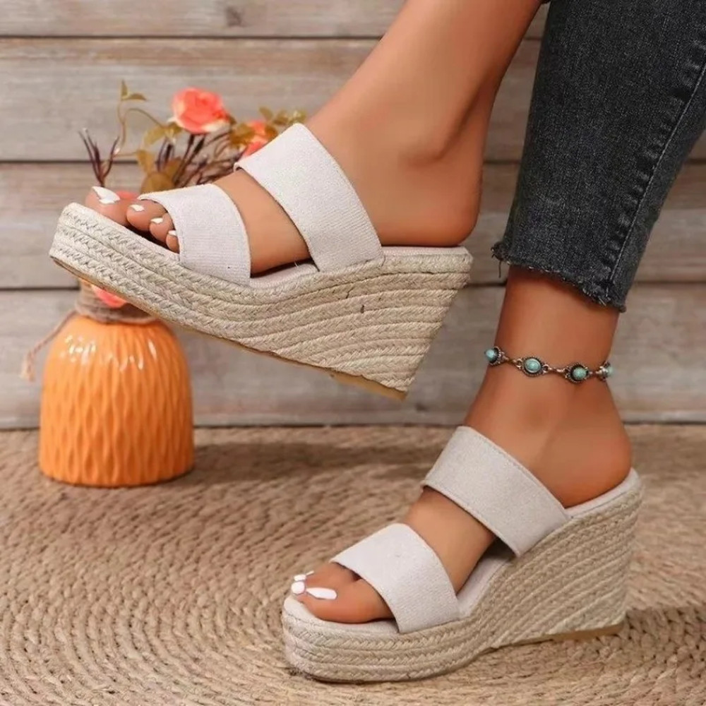 Women Peep High Wedges Heel Slippers Platform Sandals Female Summer Slippers 3