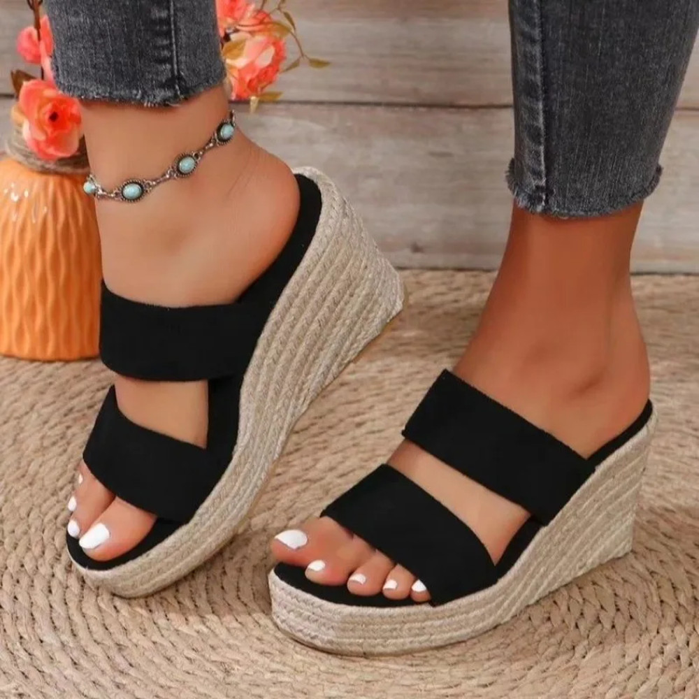 Women Peep High Wedges Heel Slippers Platform Sandals Female Summer Slippers 7