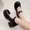 Women Black Ankle Buckle Platform Pumps Punk Mary Jane Shoes Patent Leather Thick Heels 2