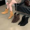 Designer Pointed Toe Ankle Boots Women Autumn Winter Vintage Thin Low Heel Short Modern Shoes