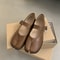 Casual Soft Leather Mary Jane Shoes Autumn Fashion Split Toe Flat Heel Laofer Shoes For Women Comfo 6