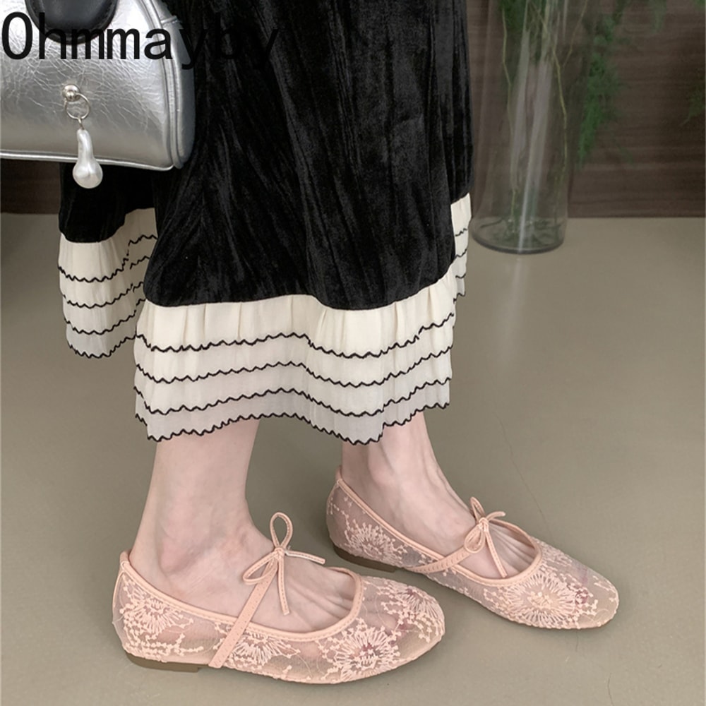 Fashion Spring Lace Mary Jane Shoes Soft Sole Slip On Comfort Flats For Women 3