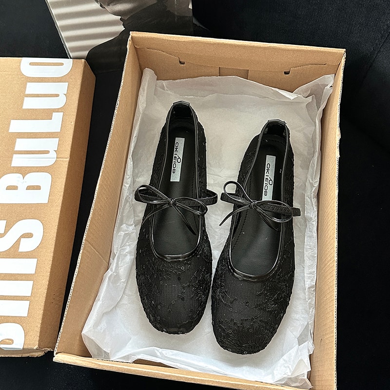 Fashion Spring Lace Mary Jane Shoes Soft Sole Slip On Comfort Flats For Women 6