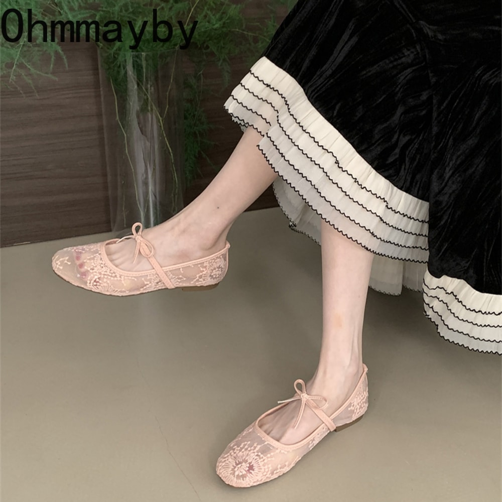 Fashion Spring Lace Mary Jane Shoes Soft Sole Slip On Comfort Flats For Women 4