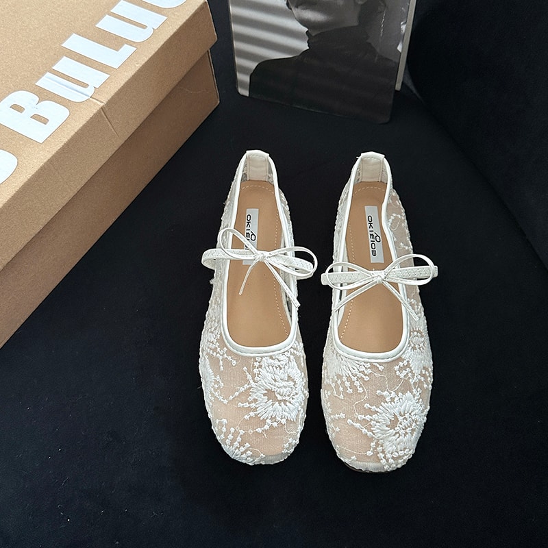 Fashion Spring Lace Mary Jane Shoes Soft Sole Slip On Comfort Flats For Women 7