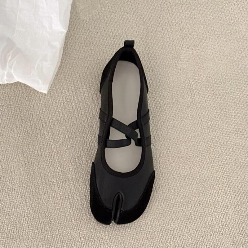 Womens Black Red Silver Ballet Flats Trainers Split Toe Ballerina Sneakers Mary Jane Summer Footwea 4