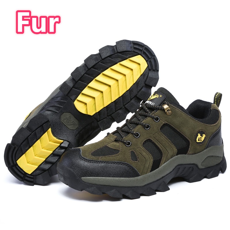 Fashion Waterproof Outdoor Hiking Shoes Men And Women Lace Up Trail Running Sneakers Warm Fur Winte 10