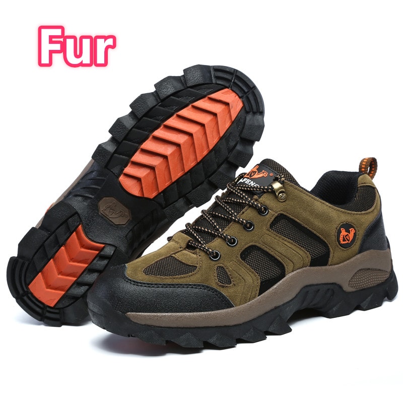Fashion Waterproof Outdoor Hiking Shoes Men And Women Lace Up Trail Running Sneakers Warm Fur Winte 9