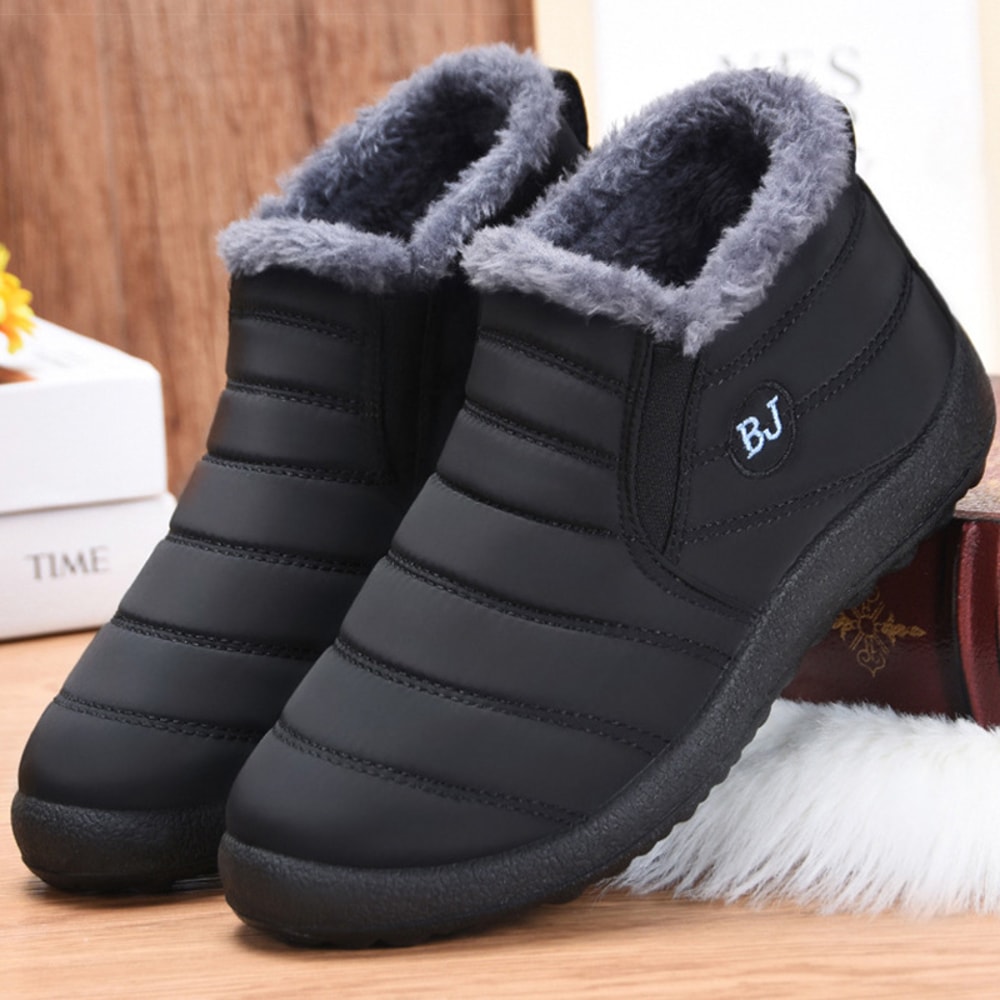 Slip On Ankle Boots For Women Winter Snow Boots Keep Warm Black Short Boot Fur Lined Women Boots Fo 4