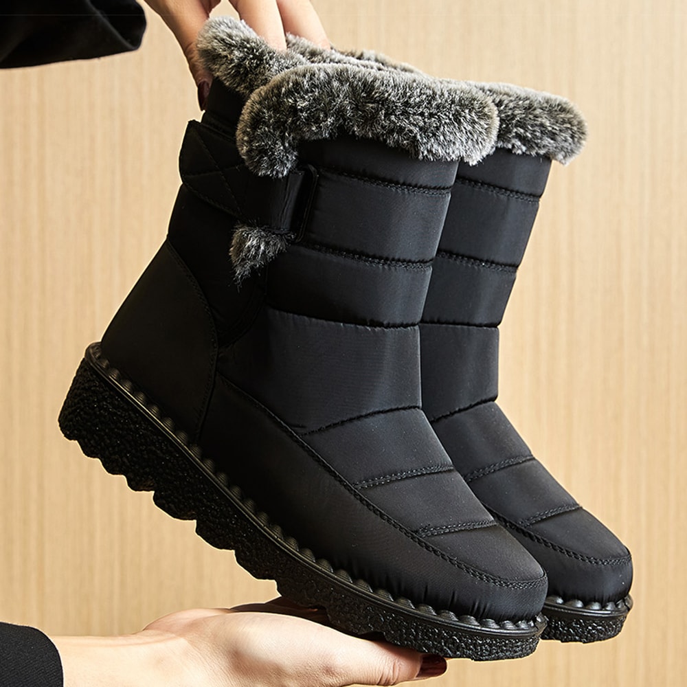 Winter Boots For Women Ankle Low Heels Waterproof Snow Boots With Fur Trendy Womens Boots 2