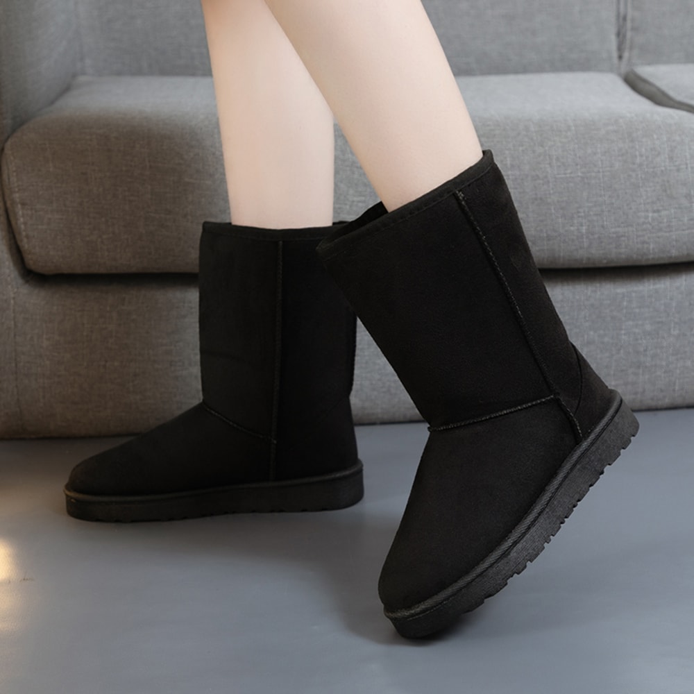 Velvet Winter Snow Boots New Casual Comfortable Roundtoe Midcalf Warm Thicksoled Solid Color Fashio 2