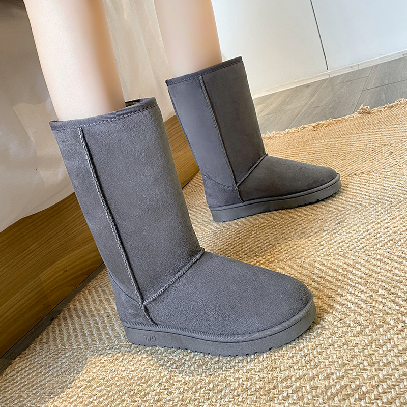 Velvet Winter Snow Boots New Casual Comfortable Roundtoe Midcalf Warm Thicksoled Solid Color Fashio 5