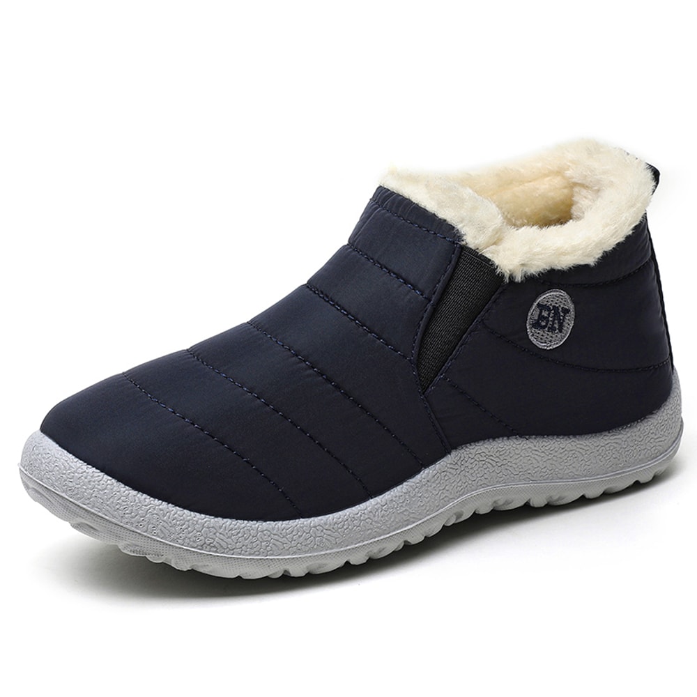 Winter Boots For Men Slip On Fur Waterproof Casual Ankle Boots Snow Booties Warm Mens Shoes 6