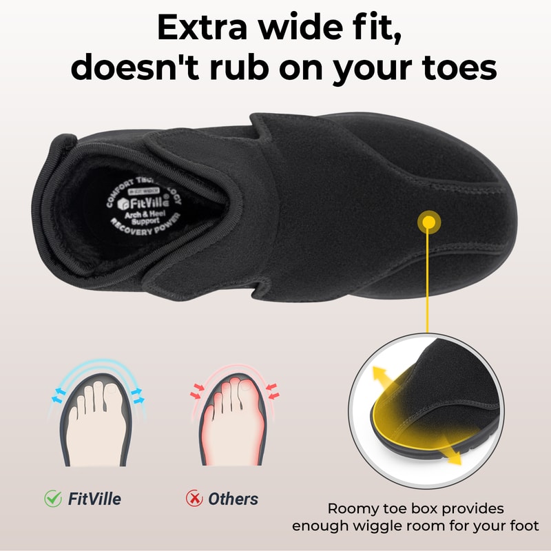 Diabetic Boots Winter Boots For Women Wide Version Adjustable Straps With Fur Lining Thickened Warm 2