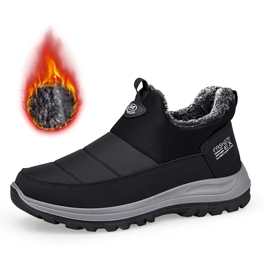 Thick Warm Fur Men Boots Waterproof Winter Snow Shoes Lightweight Casual Slip On Unisex Ankle Boots 0