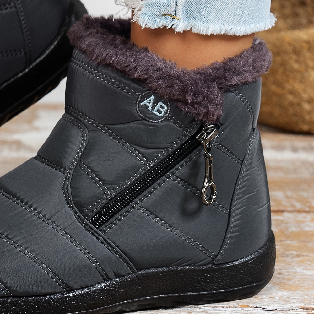 MidCalf Waterproof Cotton Boots For Women Casual Sports Shoes With Outer Zipper And Plush Interior 5