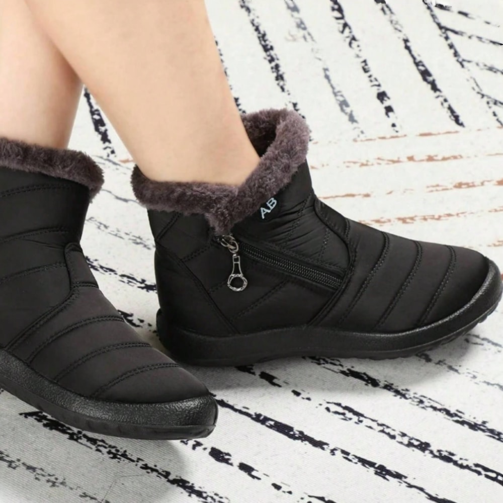 MidCalf Waterproof Cotton Boots For Women Casual Sports Shoes With Outer Zipper And Plush Interior 9