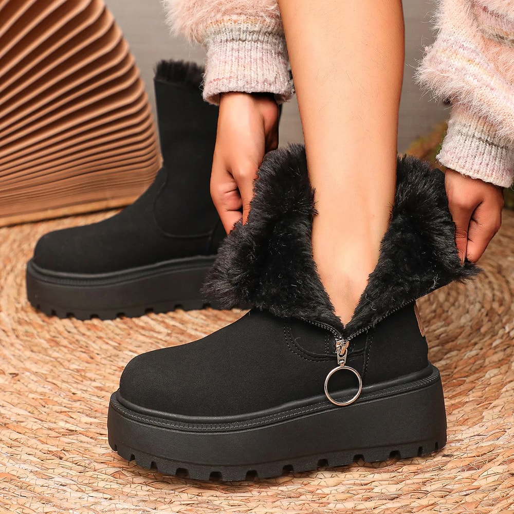 Hot Sale Womens Winter Snow Boots Thick Bottom Side Zipper Fleece Lined Short Boots Korean Style Wa 0