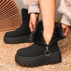 hot sale women's winter snow boots, thick bottom side zipper, fleece lined short boots, korean style warm cotton