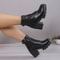 Comfortable Elegant Winter Women's Boots with Square Heel, Side Zipper, Solid Color, Round Head, Simple Thick Heel