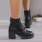 Comfortable Elegant Winter Women's Boots with Square Heel, Side Zipper, Solid Color, Round Head, Simple Thick Heel