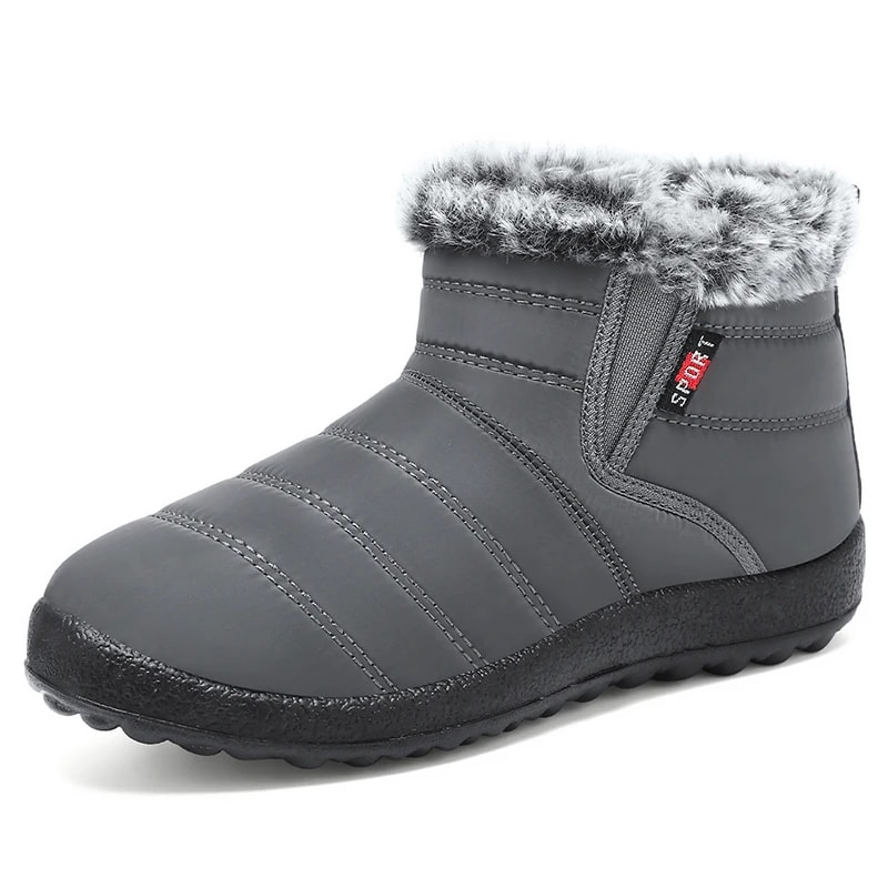 New Womens Ankle Boots Slip On Snow Boots For Winter Warm Fur Black Winter Footwear For Women 7