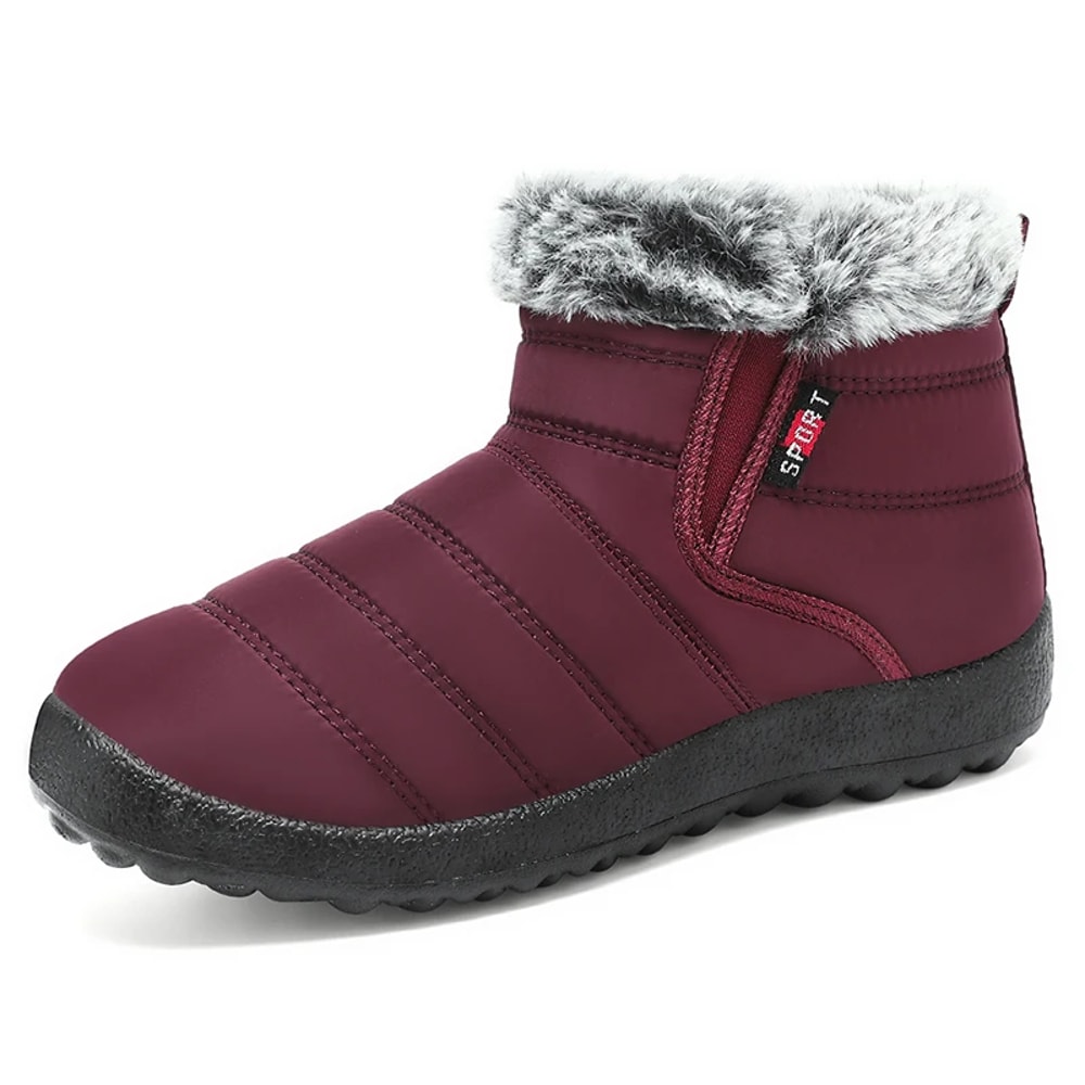 New Womens Ankle Boots Slip On Snow Boots For Winter Warm Fur Black Winter Footwear For Women 10