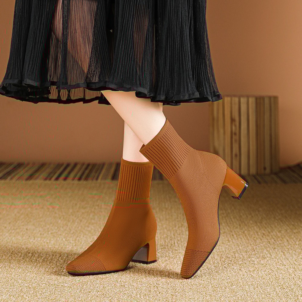 New Premium Fashion Womens Boots Comfortable Knitted Pointed Casual Shoes 4