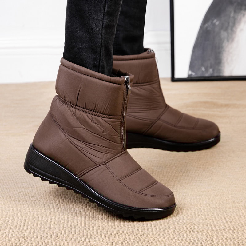 Plush Winter Warm Snow Boots For Women Waterproof Front Zipper Non Slip Ankle Boots Cotton Padded S 2