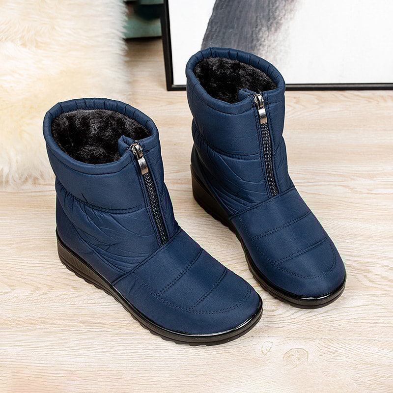 Plush Winter Warm Snow Boots For Women Waterproof Front Zipper Non Slip Ankle Boots Cotton Padded S 5