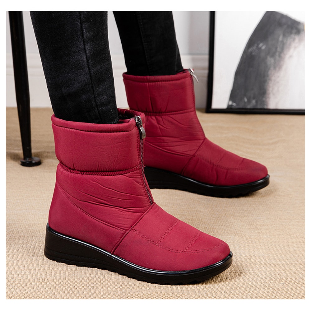 Plush Winter Warm Snow Boots For Women Waterproof Front Zipper Non Slip Ankle Boots Cotton Padded S 7