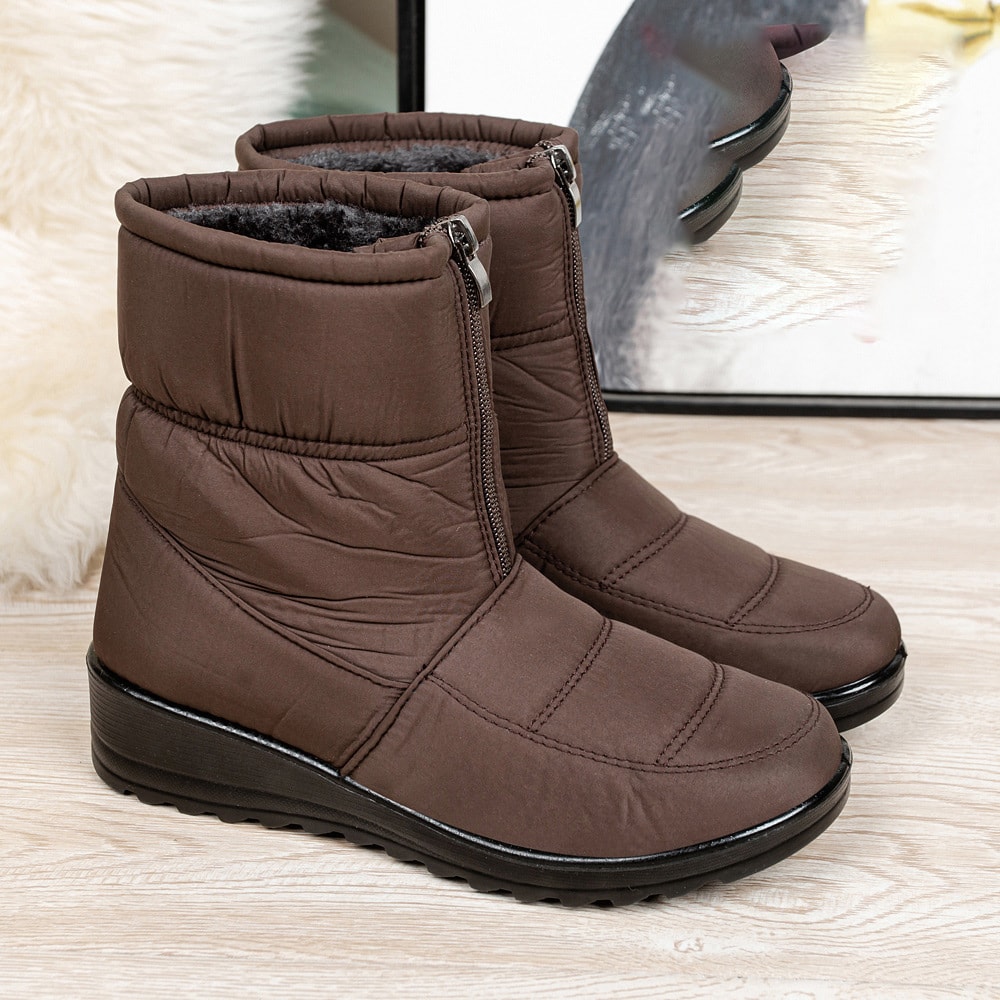 Plush Winter Warm Snow Boots For Women Waterproof Front Zipper Non Slip Ankle Boots Cotton Padded S 8
