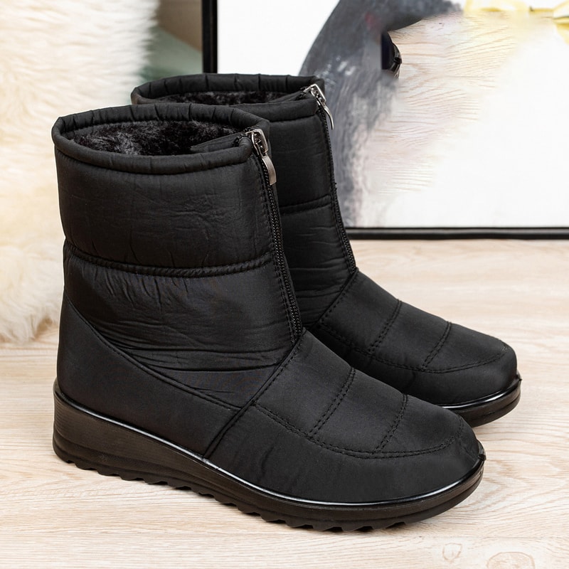 Plush Winter Warm Snow Boots For Women Waterproof Front Zipper Non Slip Ankle Boots Cotton Padded S 6