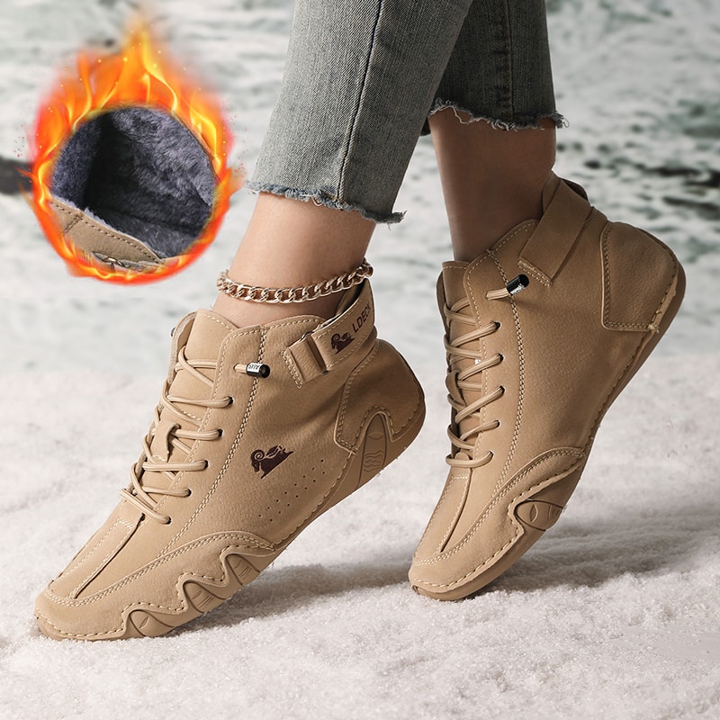 Luxury Winter Boots Waterproof Leather Ankle Boots For Women Comfortable Warm Fur Snow Boot 11
