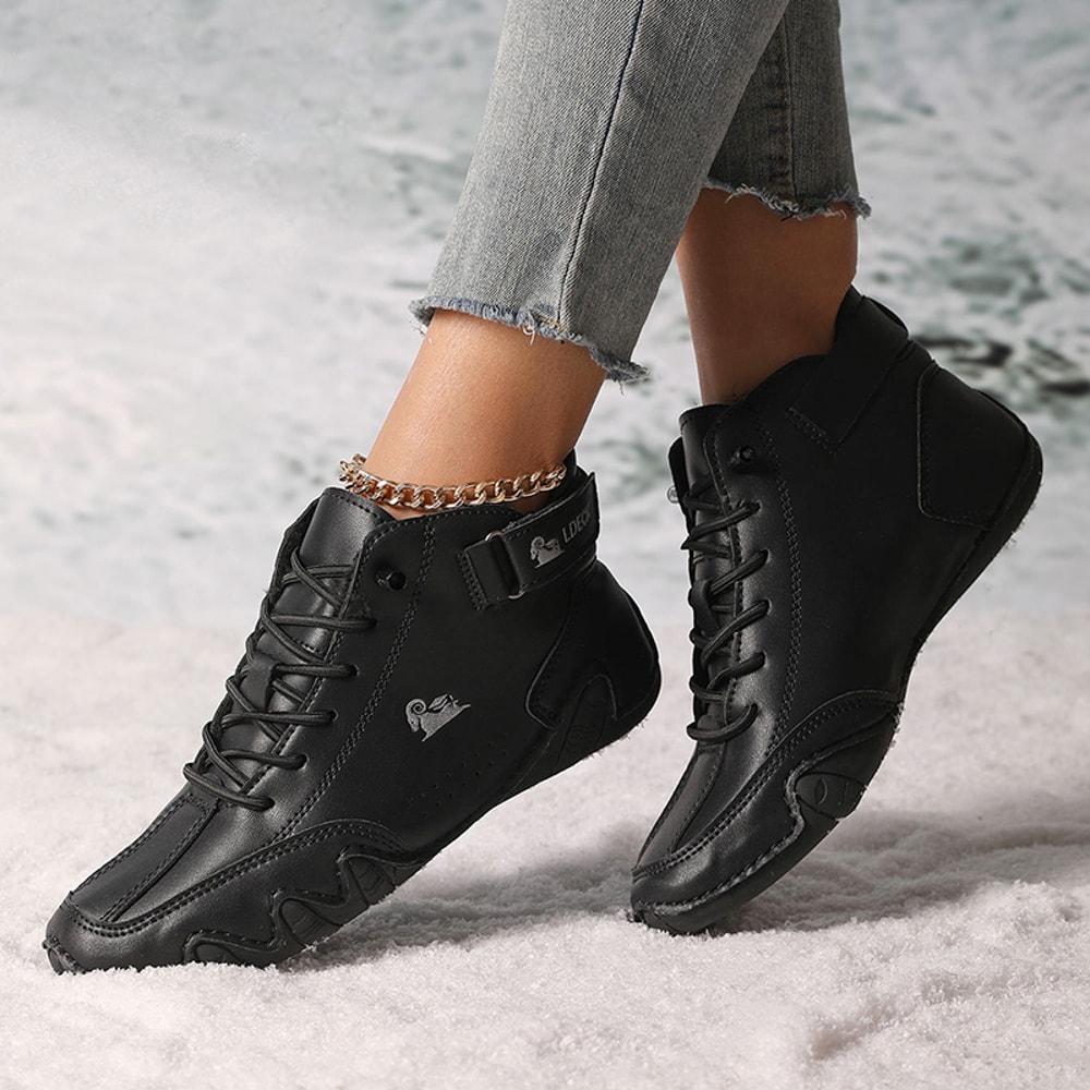 Luxury Winter Boots Waterproof Leather Ankle Boots For Women Comfortable Warm Fur Snow Boot 7