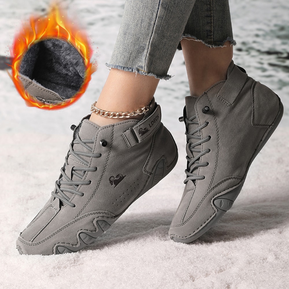 Luxury Winter Boots Waterproof Leather Ankle Boots For Women Comfortable Warm Fur Snow Boot 9