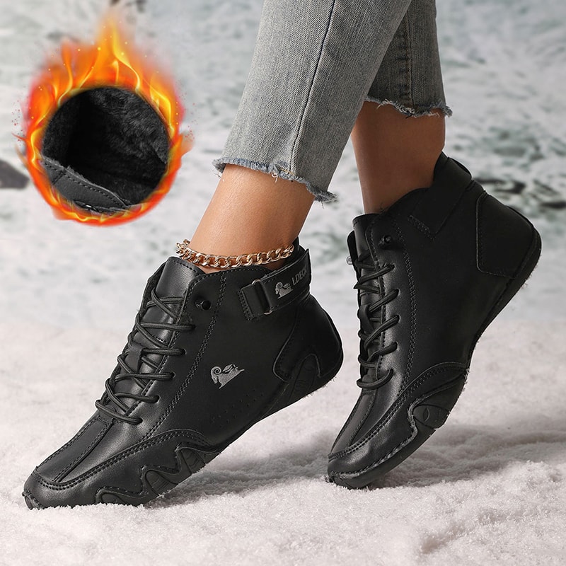 Luxury Winter Boots Waterproof Leather Ankle Boots For Women Comfortable Warm Fur Snow Boot 10