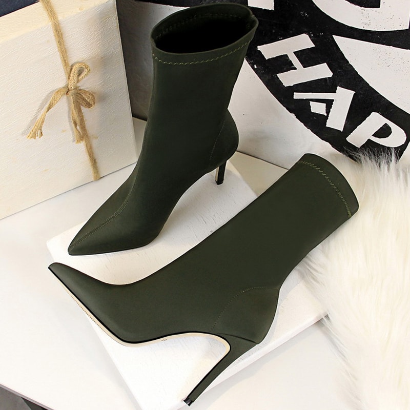 Pointed Sexy Toe Stretch Boots Autumn Stiletto High Heels Women Boots Fashion Ankle Boots Ladies Sh 1