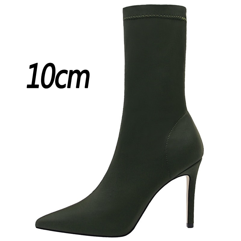 Pointed Sexy Toe Stretch Boots Autumn Stiletto High Heels Women Boots Fashion Ankle Boots Ladies Sh 11