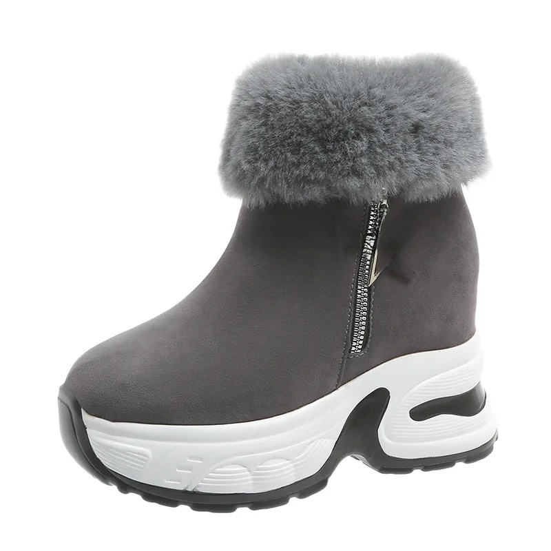 Winter Snow Boots Fleece Lined Warm Cotton Boots For Women Korean Style With Increased Inner Height