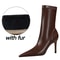 Winter Boots Women Ankle Boots High Heels Leather Boots Ladies Booties Short Boots 6