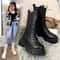 New Winter Boots Female Casual Ankle Boots Thick Heeled Midcalf Boots British Style With Thick Bott 1